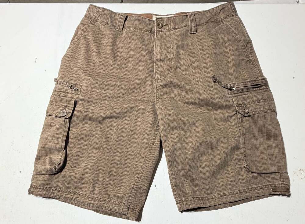 Arizona Jean Company Brown Plaid Cargo Shorts Size 36